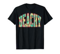 Beachy Word Summer Vibes Ocean Waves Tropical Flowers T-Shirt