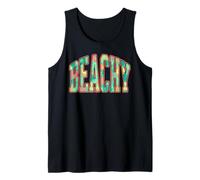 Beachy Word Summer Vibes Ocean Waves Tropical Flowers Tank Top