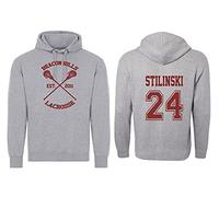 Beacon Hill Lacrosse Grey With Burgundy Print Hoodies Grey- (XL, Stilinski 24, one_size)