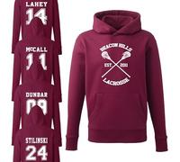 Beacon Hill Lacrosse Hoodie |Stilinski Lahey McCall Inspired Hooded Top | Stilinski 24 / Lahey 14 / Dunbar 09 / McCall 11 Teen TV Show Gift for Fans - Unisex Hoodie for UK Men/Women/Teens