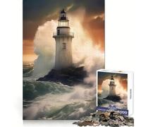Beacon in The Tempest for Adults 1000 Piece Jigsaw Puzzle Thought Training Mind Calming Fun Uniform Cut Xmas Gift (38x26cm)