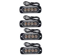 Beacon Light - 4-LED Strobe Warning Flashing Light, Led Strobe Lights, Strobe Lights, Safety Warning Beacon Light, Amber Caution Construction Hazard Light Bar for Car Truck Van Vehicle ATV