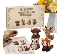 Bead Animal Making Kit, 4-Style 3D Animals Mini Beading Kits, Tiny 3D Beaded DIY Kit for Beginners & Craft Enthusiasts, with Instructions
