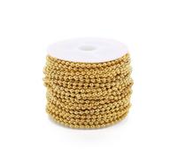 Bead Ball Chain, 10 Rolls Yards Iron Bead Chains for Jewelry Making Necklace Bracelet Keychain DIY Handmade Accessories(Gold,2.4mm)