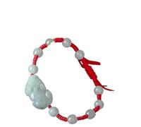 Bead Bracelet, Emerald Lucky Peony Flower Charm Braided Red String Rope Vacation Jewelry Amulet Attract Money Prosperity Luck,A