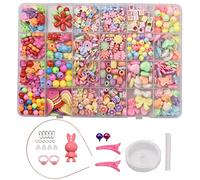 Bead Bracelet Making Kit with Mixed Letter Fish Star Flower Candy Beads Acrylic Spacer for DIY Handmade Jewelry Necklace