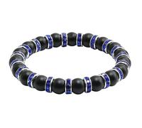 Bead Bracelets for Men 8mm Crystal Bracelets Men Nature Stones Black Round Braided Elastic 8mm for Engagement,Blue,A