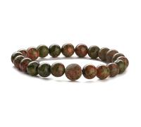 Bead Bracelets for Womens,High-End 8Mm Natural Gemstone Stone Crystal Round Bead Relief Reiki Yoga Elastic Beaded Bracelets,Energy Jewellery for Women Men Floral Green