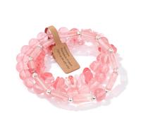 Bead Bracelets for Womens, Niche Design Light Luxury Natural Gemstone Crystal Three-Piece Set Relief Reiki Yoga Beaded Stretch Bracelets,Energy Jewellery for Women Men Red Watermelon