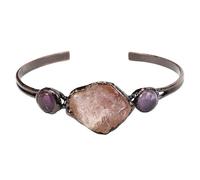 Bead Bracelets for Womens,Open Simple Light Luxury Natural Gemstone Crystal Irregular Rough Stone Relief Reiki Yoga Bracelets,Energy Jewellery for Women Rose Quartz