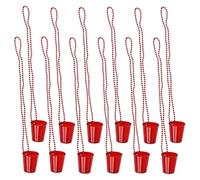 Bead Chains Shot Glass, 12Pieces Hen Party Shot Glasses, Bead Chain Cups, Bache lorette Party Shot Glass Necklace, Beaded Necklace for Birthday New Year Parties Decoration Accessories