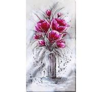 Bead Embroidery Kit Red Emerald. DIY Beadwork Craft Kit for Beginners. Hand Made Beading kit from Abris Art, Ukraine. Stylish needlework set, needlepoint pattern red tulip flower purple decor wall art