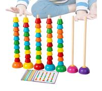 Bead Game Color Sorting - Solid Wood Material with Bright Lacquer Finish, Puzzle Color Sorting Stacking Counting Toy, Professional Cognitive Resource, Advanced Learning Secure Placement | With Spoon T