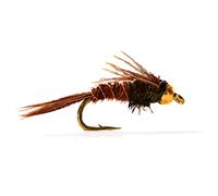 Bead Head Flash Back Pheasant Tail Mayfly Nymph Flies Tied to Mustad Signature Fly Hooks - 12 Flies (Assorted)
