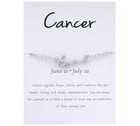 Bead Heart Earrings Silver Zodiac 12 Constellation Bracelet With A Blessing Card Love Hoop Earrings (SL6, One Size)