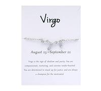Bead Heart Earrings Silver Zodiac 12 Constellation Bracelet With A Blessing Card Love Hoop Earrings (SL3, One Size)