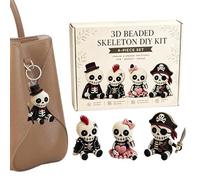 Bead Kit | Skull Making Craft Supplies | Spooky 3D Gothic Decor Beading Kit | for Desk Decor Mini Figurine Halloween Crafts Kids Adults Teens Girls Beginners Enthusiasts