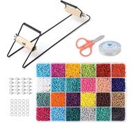 Bead Loom - Beading Kits, 11.6 Inch Beading Loom for Seed Beads, Bead Loom Kit for Adults, Rainbow Loom Bracelet Kit(Set A-Black)