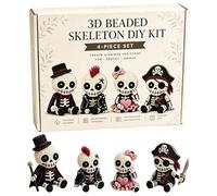 Bead Making Kit | DIY Funny Skull Craft Supplies,4-Piece Halloween Skull Charm Beads - for Desk Decor Mini Figurines Halloween Party Favors Kids Girls Women Beginners