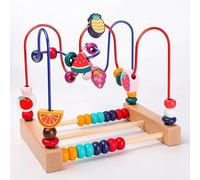 Bead Maze Roller Coaster, Wooden Bead Maze Toys Wooden Educational Circle Toy Coordination Ability Practicing for Toddlers (Fruit Pattern)