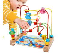 Bead Maze Toy - Wooden Sensory Play Table, Track Roller Coaster | Kids Age 1-3 Learning Toys, Developmental Motor Skill Activity, Colorful Beads Coordination Game, Durable Child Educational CE
