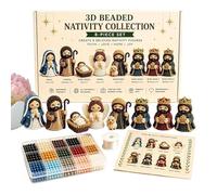Bead Nativity Scene 3D Beaded Craft Figurines Decor, Nativity Beading Making Kit, for Men Women Adults Dad Wife Husband Family Friends Holidays