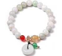 Bead, Natural Gemstone Emerald Jade 8Mm Beaded for Women Harmony Buckle/Donut Pendant Reiki