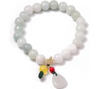 Bead, Natural Gemstone Emerald Jade 8Mm Crystal for Women Leaf Pendant Charm Lucky Amulet Attract Wealth Fortune