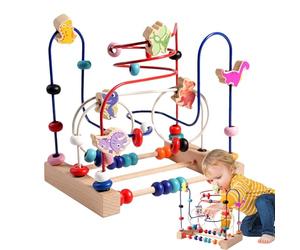 Bead Roller Coaster Toy - Wooden Activity Maze, Skill Building Educational Game, Promotes Critical Thinking | Engaging Learning Entertainment For Toddleres Preschool Children Hands Eye Coordination