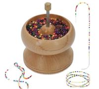 Bead Spinner for Jewellery Making Effortless Rotating Pine Wood Clay Bead Spinner with 1 Curved Big Eye Beading Needle DIY Wooden Beading Tool Beading Supplies for Making Bracelets, Necklace