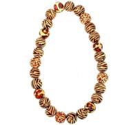 Bead String Necklace Round Bead Mixed Animal Prints Made With Wood by JOE COOL