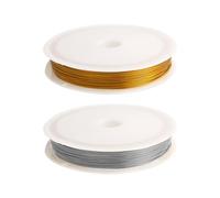 Bead Wire, Stainless Steel Thin Stringing Thread, Gold and Silver Beading Cord, Flexible Craft Roll, Free Durable Design, 1 Set, for Handicrafts, Ornaments, Women, Men, 3.94x3.15x0.39inch