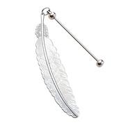Beadable Book Mark Page Holder Metal Bookmarks with Feather Pendant for Lover Readers Teacher Gift Metal Bookmarks