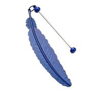 Beadable Feather Bookmarks Metal Feather Bookmark for Book Lover Students Teachers(Blue)