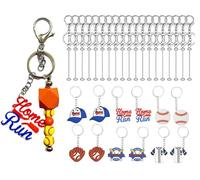 Beadable Keychain Bars Bulk Blank Creative Cute Keychains Bar with Baseball PVC Keychain Gifts for DIY Crafts for Women Men (24)