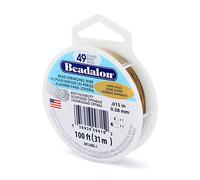 Beadalon 0.38 mm Diameter 31 m Reel 49 Strand Wire, Satin Gold
