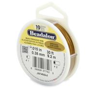 Beadalon 0.38 mm Diameter 9.2 m Reel 19 Strand Wire, Satin Gold