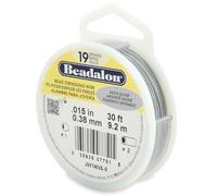 Beadalon 0.38 mm Diameter 9.2 m Reel 19 Strand Wire, Satin Silver
