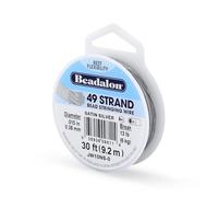 Beadalon 0.38 mm Diameter 9.2 m Reel 49 Strand Wire, Satin Silver