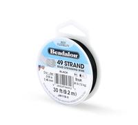 Beadalon 0.46 mm Diameter 9.2 m Reel 49 Strand Wire, Black
