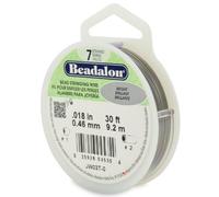 Beadalon JW03T-0 Bead Stringing Wire 7-Strand 0.018" (0.46 mm) 30 ft (9.1 m) Bright, Silver, 0,024" (0,61 mm)