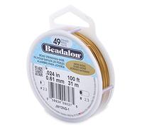 Beadalon 0.61 mm Diameter 31 m Reel 49 Strand Wire, Satin Gold