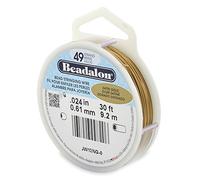 Beadalon 0.61 mm Diameter 9.2 m Reel 49 Strand Wire, Satin Gold