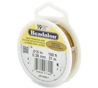 Beadalon 19-Strand Bead Stringing Wire, 0.015-Inch, Satin Gold, 100-Feet