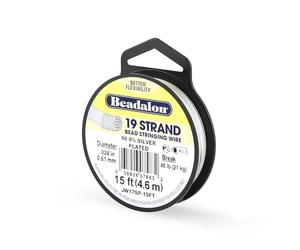 Beadalon 19-Strand Bead Stringing Wire, 0.024-Inch, Silver Plated, 15-Feet