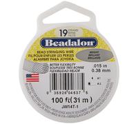 Beadalon 19 Strand Stainless Steel Bead Stringing Wire 015 in / 0.38 mm Bright 100 ft / 31 m