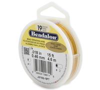 Beadalon 4.6 m Reel 0.46 mm Diameter 19 Strand Wire, Gold
