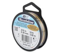 Beadalon 49-Strand Bead Stringing Wire, 0.015-Inch, Gold Plated, 10-Feet