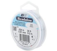 Beadalon 49-Strand Bead Stringing Wire, 0.024-Inch, White, 30-Feet