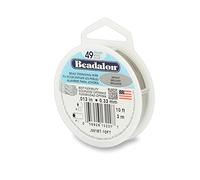 Beadalon 49 Strand Stainless Steel Bead Stringing Wire.013 in / 0.33 mm, Bright, 10 ft / 3.1 m